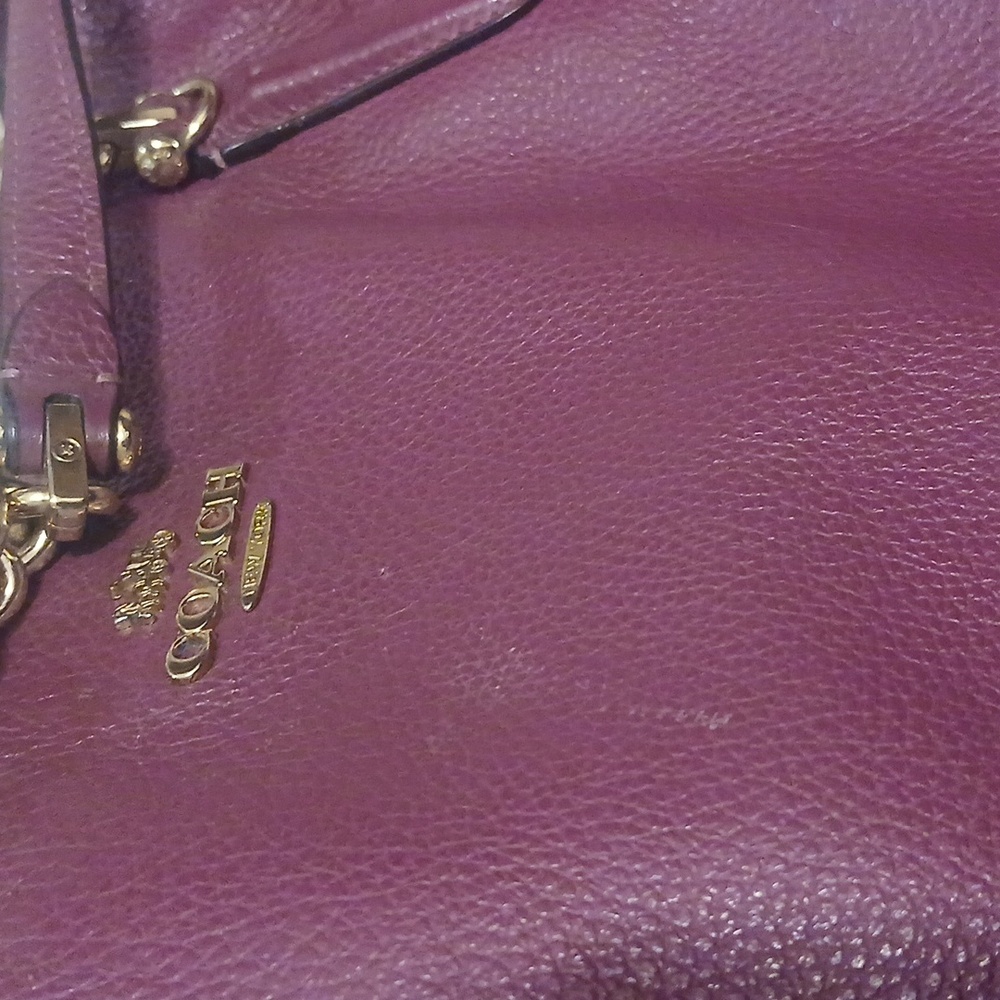 Coach Purple Pebble Leather Ava Chain Tote - Picture 14 of 16